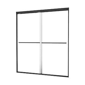 44 in. to 48 in. W x 70 in. H Sliding Framed Shower Door in Matte Black Finish with Clear Glass