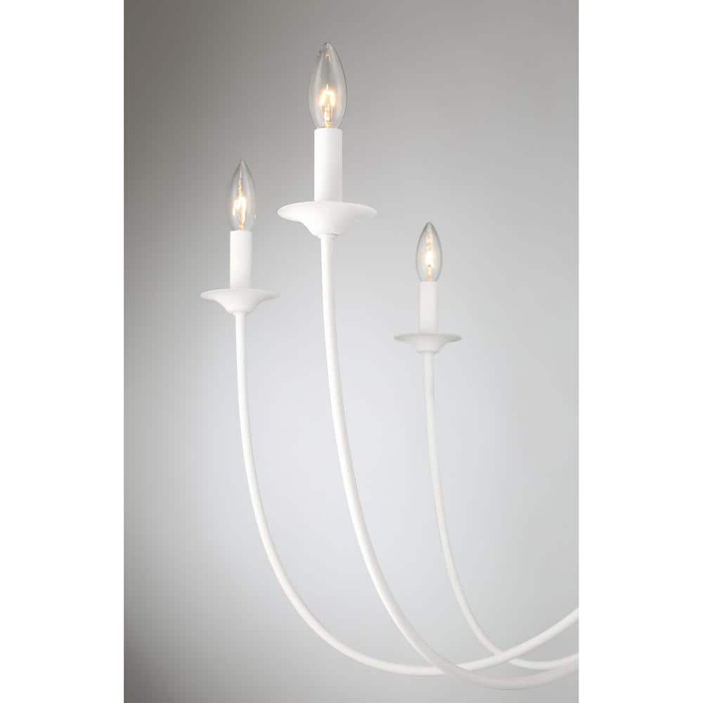 Bisque White 8-Light Metal Candle Chandelier