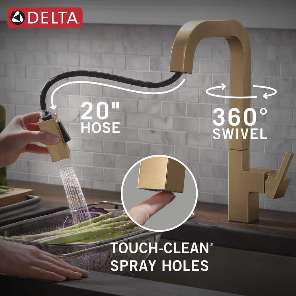 Champagne Bronze Single Handle Pull Down Kitchen Faucet