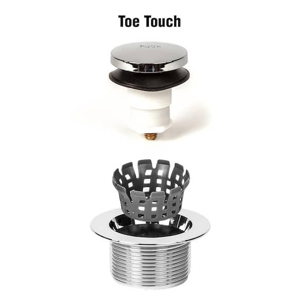 Fits 3/8 in. and 5/16 in. TubSTRAIN Universal Toe Touch Hair Catcher  Bathtub Drain Stopper in Brushed Nickel