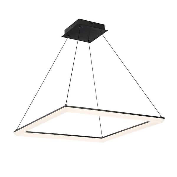 WAC Lighting Frame Square 28 in. 500-Watt Equivalent Integrated LED Black Pendant with Acrylic Shade
