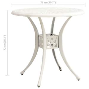 Garden Table White 30.7 in. x 30.7 in. x 28.3 in. Cast Aluminum Outdoor Dining Table