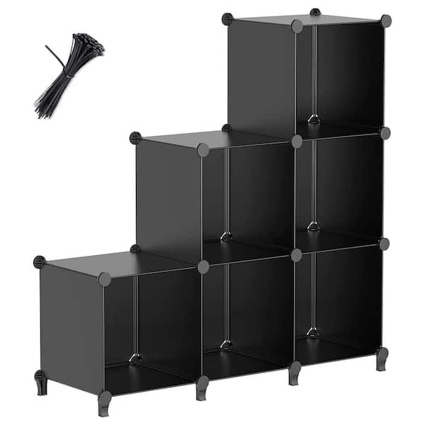 TomCare Cube Storage 6-Cube Closet Organizer Storage Shelves Cubes Organizer  DIY Plastic Closet Cabinet Modular Book Shelf Organizing Storage Shelving  for Bedroom Living Room Office, Black