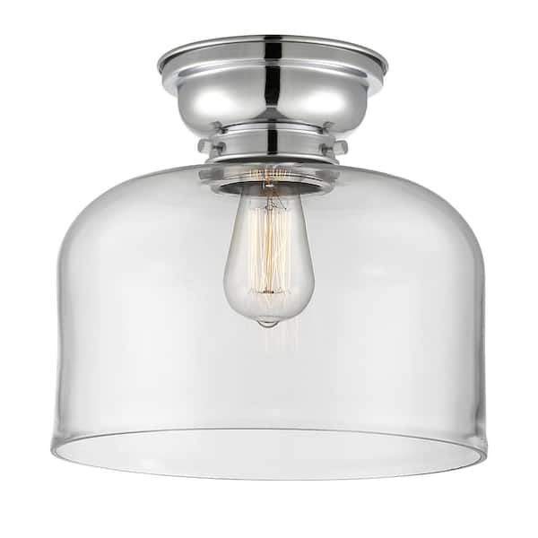 Innovations Aditi Bell 12 in. 1-Light Polished Chrome Flush Mount with Clear Glass Shade