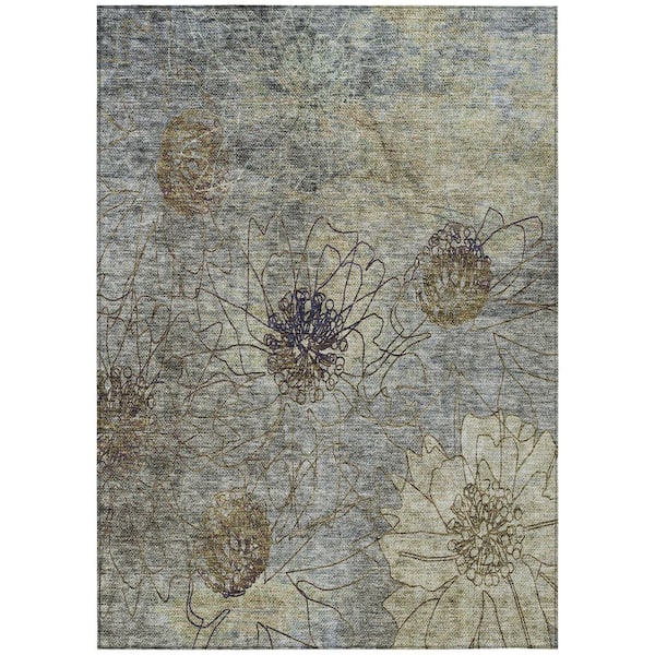 Chantille Machine Washable Indoor/Outdoor Abstract ACN2235 Pewter 3 ft. x 5 ft. Area Rug
