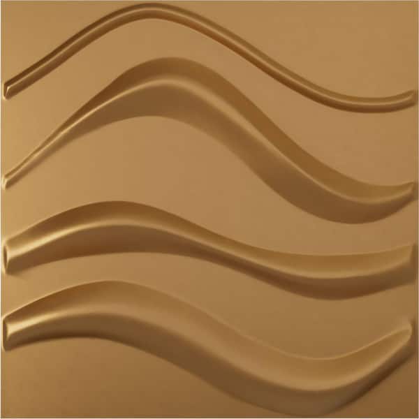 Ekena Millwork 19 5/8 in. x 19 5/8 in. Wave EnduraWall Decorative 3D Wall Panel, Gold (12-Pack for 32.04 Sq. Ft.)