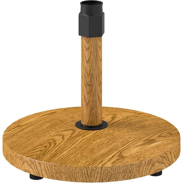 54lbs. Patio Umbrella Base, 18.9 in. Outdoor Umbrella Base with Adjustable Pads for Garden, Teak