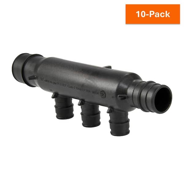 Uponor ProPEX 1 in. x 3/4 in. PEX Expansion Barb Engineered Polymer Open Multi-Port Tee, 1/2 in. Branches, 3-Outlets (10-Pack)