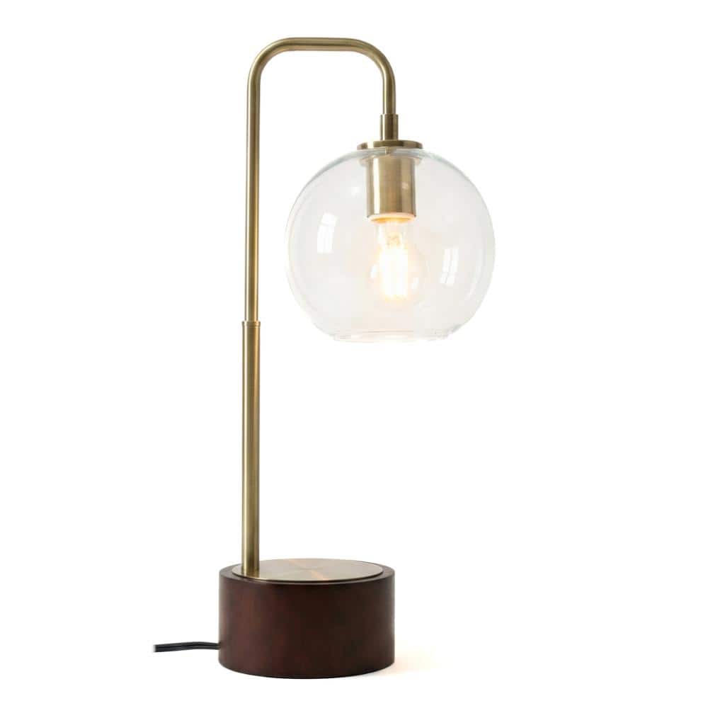 21 in. 1-Light Gold Modern Classic Desk Lamp with Wooden Base price history on PriceWatchPro