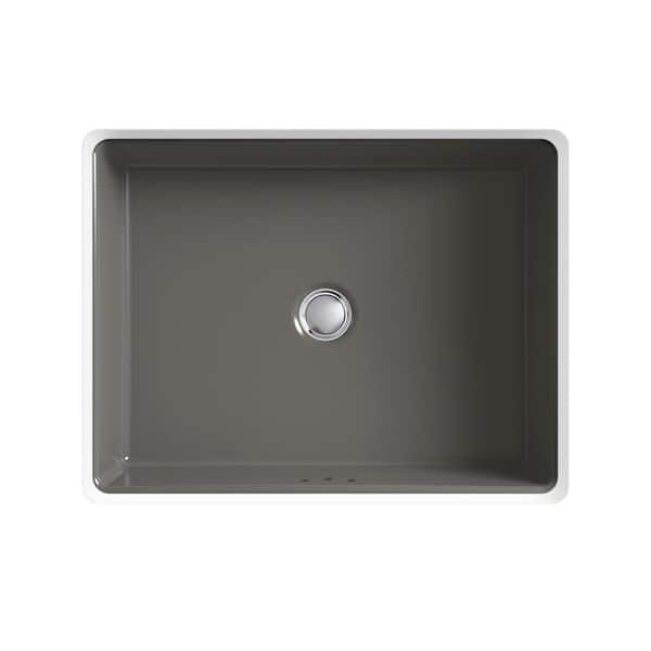 KOHLER Cursiva 20 in. Rectangular Vitreous China Undermount Bathroom Sink in Thunder Gray