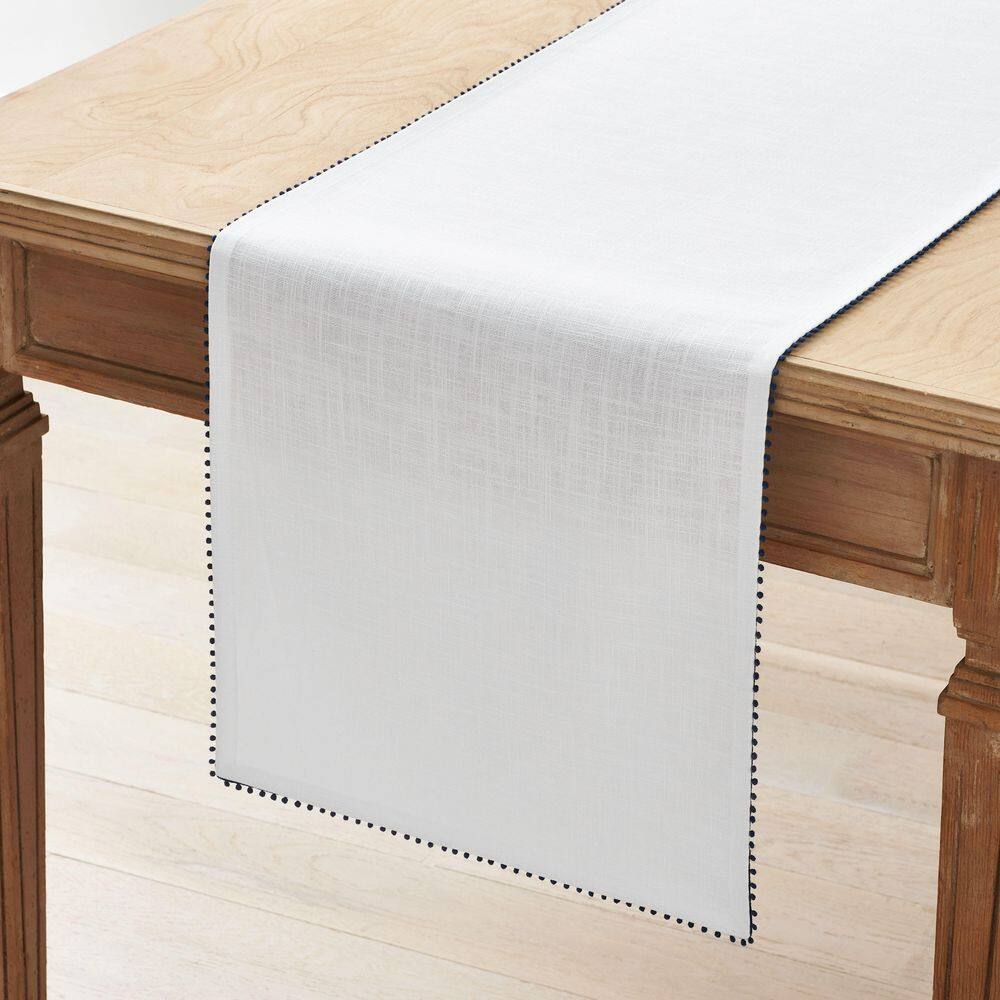 Company Cotton Pom Fringe 16 in. W x 90 in. L Blue Seasonal Cotton Table Runner price history on PriceWatchPro