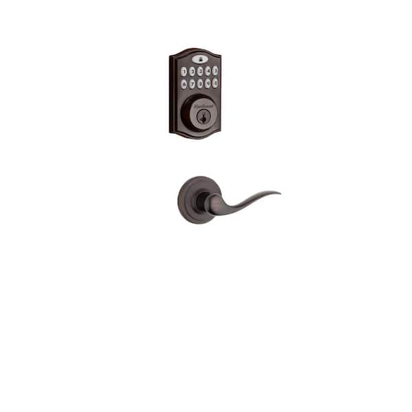 Z-Wave SmartCode Venetian Bronze Single Cylinder Electronic Deadbolt featuring Tustin Hall/Closet Lever