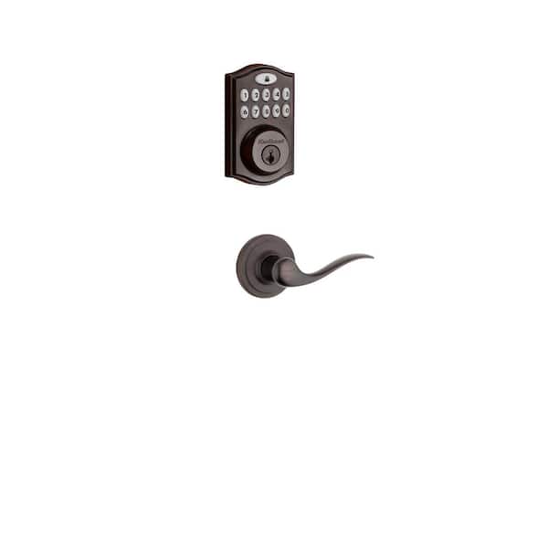 Kwikset Z-Wave SmartCode Venetian Bronze Single Cylinder Keypad Electronic Deadbolt featuring Tustin Hall/Closet Lever