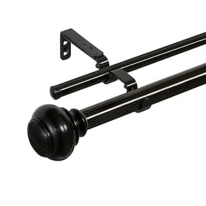 Buono II Brenner 36 in. - 72 in. Adjustable 1 in. Front, 3/4 in. Back Double Curtain Rod in Black Brenner Finials