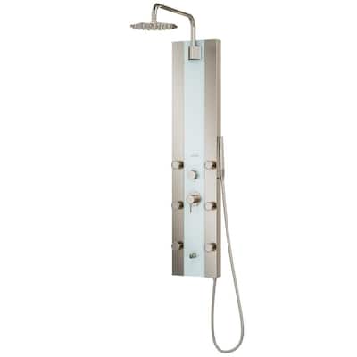 1.8 GPM Tropicana 6-Jet Shower System in White Glass