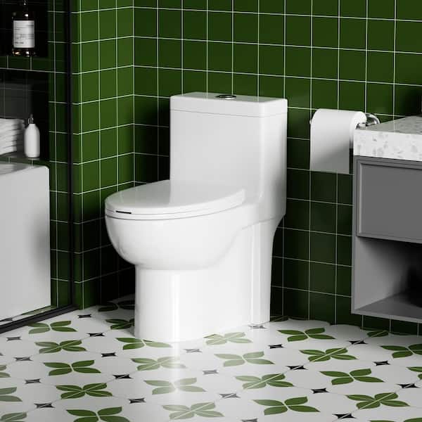 Abruzzo 1.1/1.6 GPF Tornado Flush One-Piece Toilets, Water-Saving