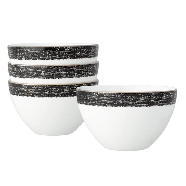 Noritake Black Rill 6 in., 29 fl. oz. (Black) Porcelain Cereal Bowls, (Set of 4)