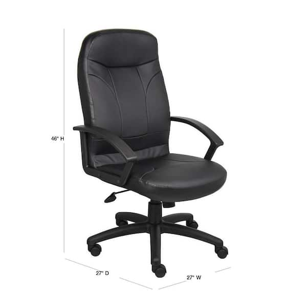 BOSS Office Products High Back Executive Black Leather Desk Chair