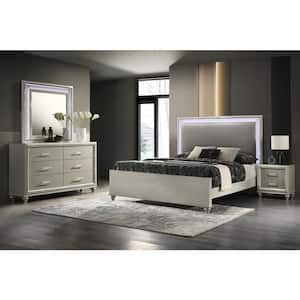 New Classic Furniture Lumina 4-Piece Gray King Wood Bedroom Set (Bed/Dresser/Mirror/Nightstand)