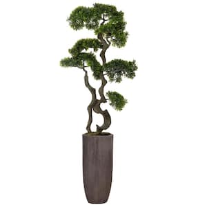 5.42 Feet Tall Artificial Faux Real Touch Bonsai Tree With Fiberstone Planter