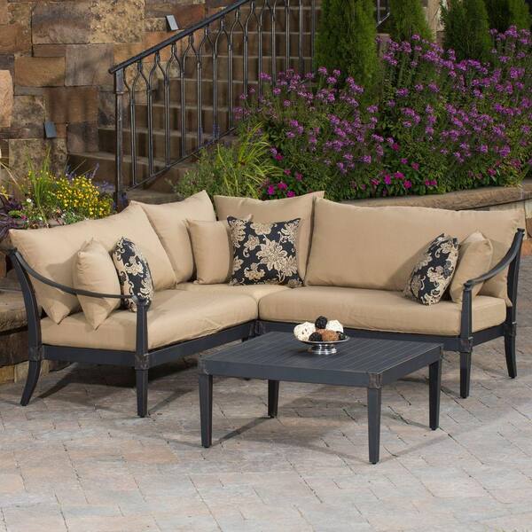 RST Brands Astoria 4-Piece Patio Sectional Seating Set with Delano Beige Cushions