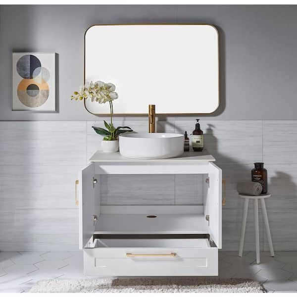 20 Bathroom Vanity Stand Cabinet with White Ceramic Vessel Sink Set