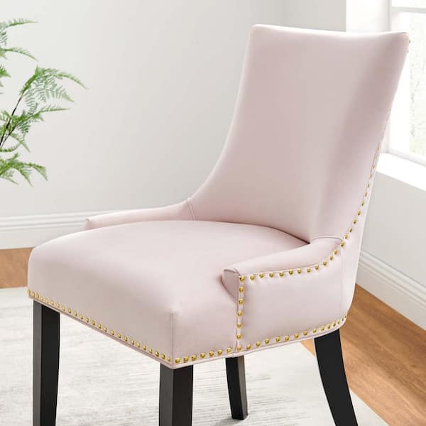 MODWAY Marquis Pink Performance Velvet Nailhead Trim Dining Side