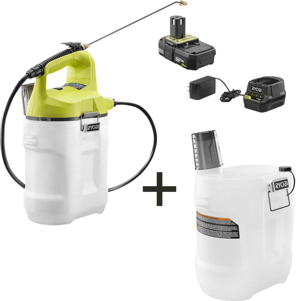 RYOBI ONE+ 18V Cordless Battery Gal. Chemical Sprayer with Extra Gal.  Replacement Tank, 2.0 Ah Battery, and Charger P2830-AC2GAL The Home Depot