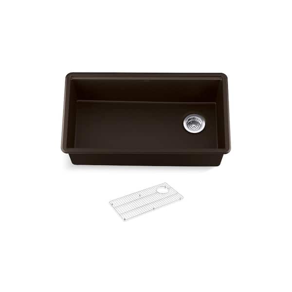 Billings Granite Composite 32-1/2 in. Undermount Single-Bowl Kitchen Sink in Matte Brown