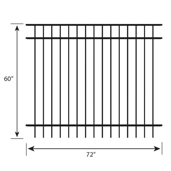 FORGERIGHT Vinings 5 ft. H x 6 ft. W Black Aluminum Pre-Assembled Spaced Bar Flat Framed Metal Fence Panel (5-Pack)