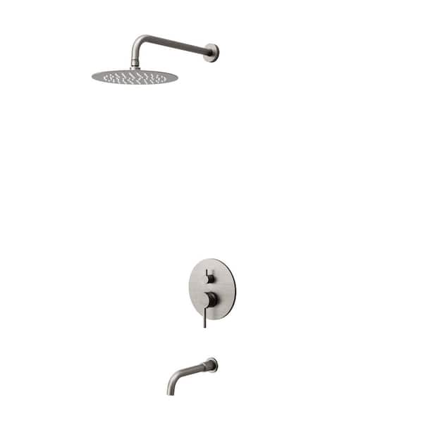 Crozet Single Handle 2-Spray Tub and Shower Faucet Shower Head with Pressure Balance 1.8 GPM in Brushed Nickel