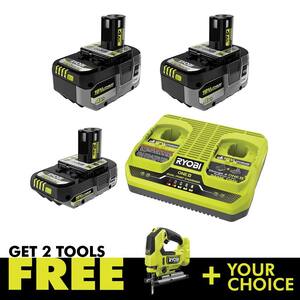 ONE+ 18V HIGH PERFORMANCE Kit w/ (2) 4.0 Ah Batteries, 2.0 Ah Battery, 2-Port Charger, & ONE+ HP Brushless Jig Saw