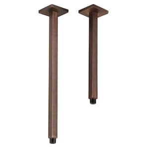1/2 in. IPS x 12 in. Ceiling Mount Square Shower Arm with Flange, in Oil Rubbed Bronze