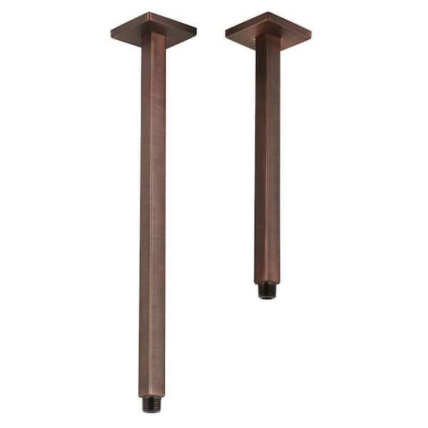 1/2 in. IPS x 12 in. Ceiling Mount Square Shower Arm with Flange, in Oil Rubbed Bronze