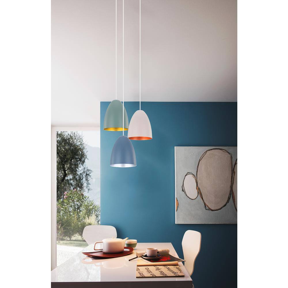 Sarabia 8'' Bowl Pendant Light in Pastel Apricot and Copper