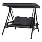 VEIKOUS 3-Seat Converting Canopy Patio Swing Steel Lounge Chair with ...