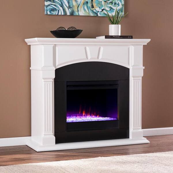Southern Enterprises Margueritte 48 in. Color Changing Electric Fireplace  in White and Black HD053073 - The Home Depot