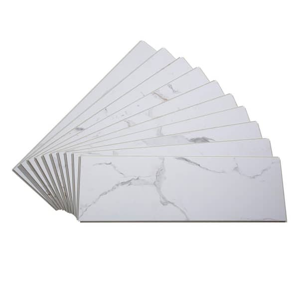 23.2 in. L x 7.2 in. W Carrara Marble Waterproof Adhesive No Grout Vinyl Wall Tile (11.6 sq. ft. /Case)