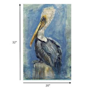 Charlie Blue Watercolor Pelican Wood Wall Art