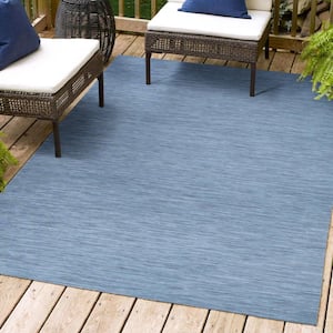 Ethan Modern Flatweave Blue 3 ft. x 5 ft. Solid Indoor/Outdoor Area Rug