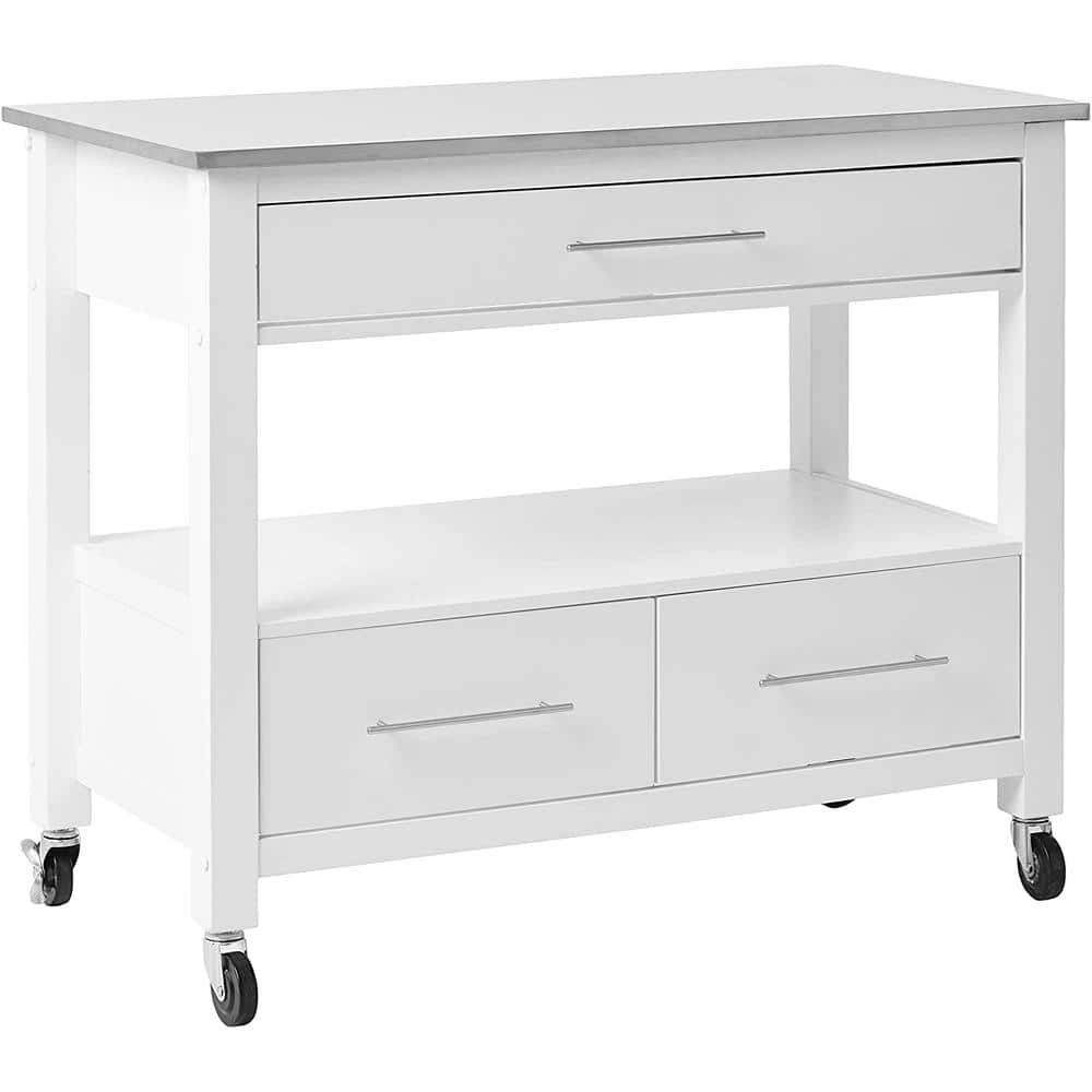 White Stainless Steel Kitchen Cart