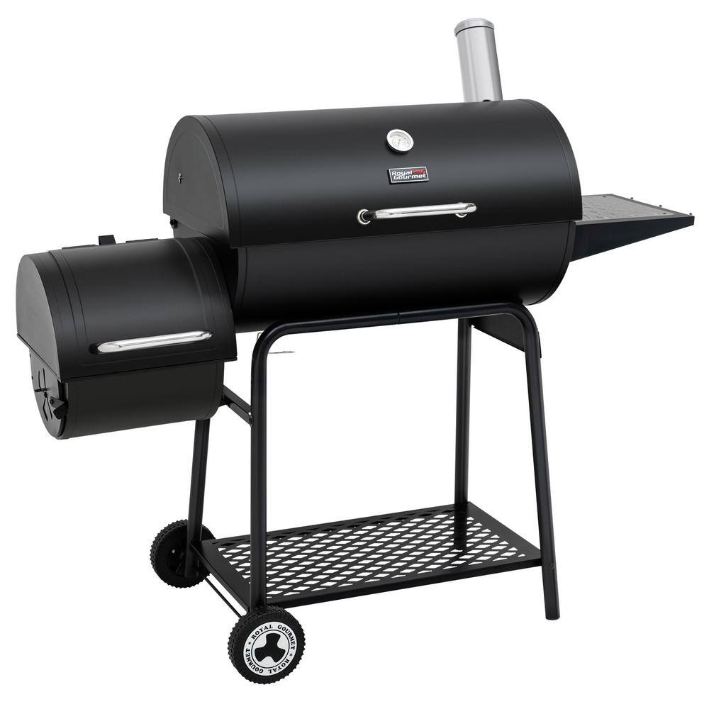 Barrel Charcoal Grill 30 in Black, with Offset Smoker for Patio and Parties, Outdoor Backyard - 1