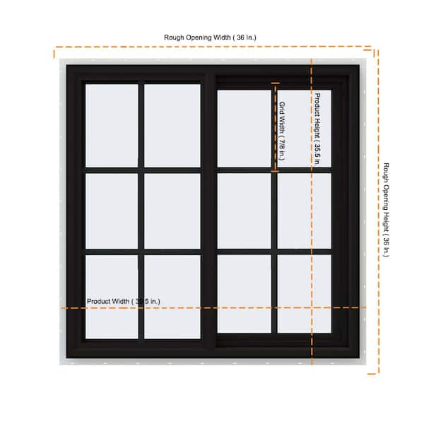 JELD-WEN 36 in. x 36 in. V-4500 Series Black Exterior/White