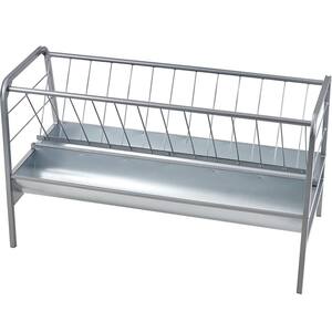 2-in-1 Livestock Hay Feeder, 80 Gal. Capacity, 59 in. Long Goat and Sheep Feeder with Deeper Feeding Pan, 2025 Update