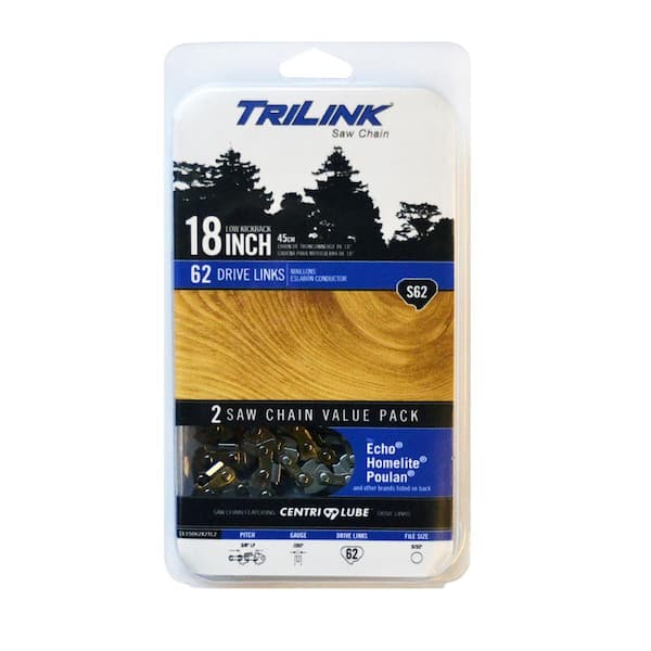 TriLink Twin Pack 18 in. S62 Semi Chisel Chainsaw Chain CL15062X2TL2 - The  Home Depot