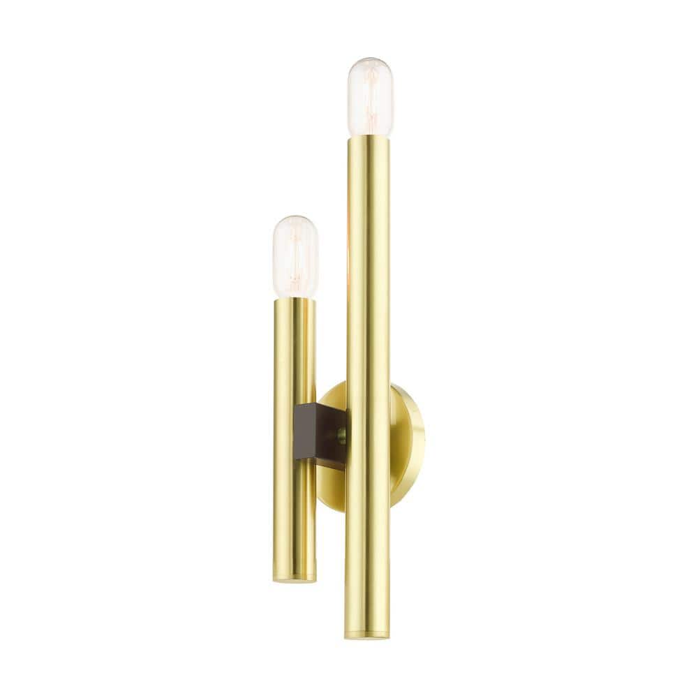 Helsinki Satin Brass and Bronze 2-Light ADA Wall Sconce