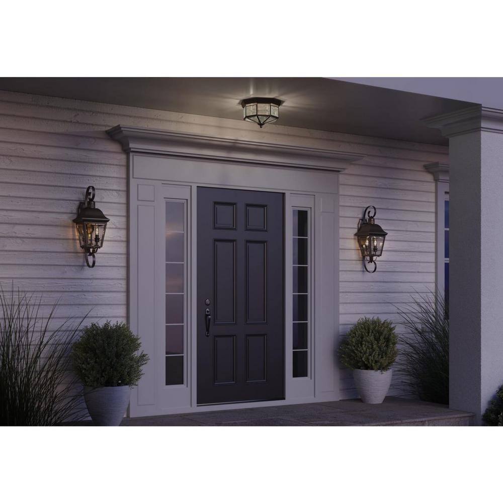 Antique Bronze Beveled Glass 11'' Flush Mount Ceiling Light
