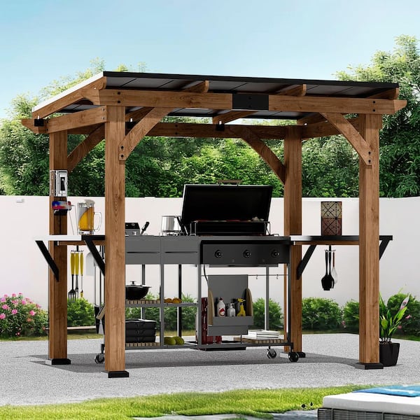 Ultra Series 6 ft. x 8 ft. Cedar Brown Wood Grill Gazebo