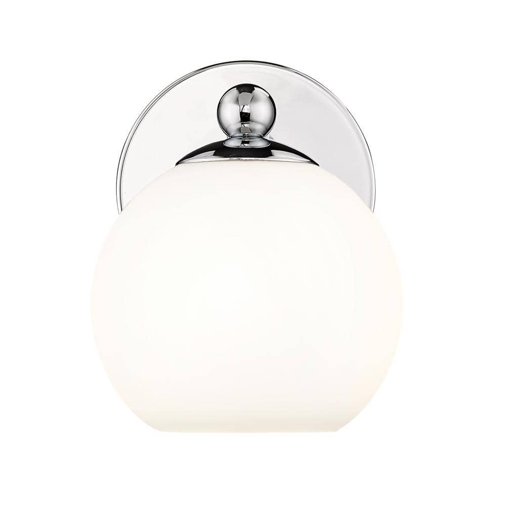 Neoma 5.25 in. 1 Light Chrome Wall Sconce Light with Opal Etched Glass Shad