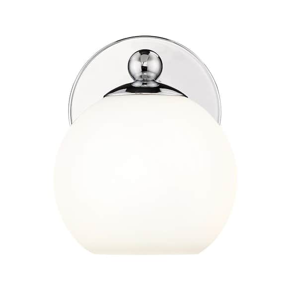 Unbranded Neoma 5.25 in. 1 Light Chrome Wall Sconce Light with Opal Etched Glass Shade with No Bulbs Included